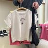Camiseta Divertida de Verano 2026 para Niños Estilo Coreano con Estampado de Letras Redonda Elegante de Manga Corta Unisex Tendencia Top de Media Manga