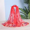 Novo Lenço de Seda Estampado de Chiffon para Primavera e Verão Lenço Feminino Fino Xale de Proteção Solar de Verão Versátil de Uso Duplo