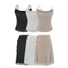 Conjunto de camisola curta justa de gola redonda com renda de bolinhas aveludada + saia de tule de cintura alta com amarração, puramente desejável