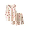Conjunto de Camisa Babydoll Sem Manga de Bolinhas para Meninas, Conjunto Casual de Colete e Shorts Estilo Coreano, Frete Internacional Disponível
