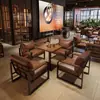 Bar Estilo Camping, Mesas y Sillas de Madera Maciza, Casa de Té Estilo Industrial, Asientos en Cabina, Sofá, Restaurante de Barbacoa, Cafetería, Bistró