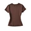 Top de Fundo Rosqueado para Mulheres, Estilo Pure Lust, Visual Emagrecedor Elástico, Corte Estéreo, Cintura Ampulheta, Camiseta de Manga Curta Cor Pura