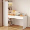 Estantería y librero, independiente contra la pared, escritorio de estudio integrado, escritorio de esquina, uso doméstico, color crema, escritorio de escritura para estudiantes de tamaño pequeño