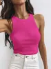 2026 Amazon Aliexpress Roupas Femininas Europeias e Americanas Transfronteiriças Primavera e Verão Camiseta Regata Sem Mangas Lisa Canelada Roupa Íntima