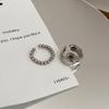Juego combinado de anillos con patrón de diamantes de plata esterlina s925, apertura ajustable, anillo apilable para el dedo índice de celebridad de Internet, 5526