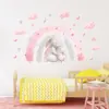 Pegatina de Pared Adhesiva de Conejito Cálido y Lindo Estilo de Dibujos Animados Rosa Arcoíris Femenino Pegatina Decorativa Br93567