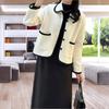 Cárdigan Corto de Punto Estilo Francés Modelo Nuevo 2026 con Ribete, Suéter Estilo Chanel para Mujer, Cuello Polo, Talla Petite, Otoño e Invierno