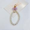 Llavero Colgante de Cadena de Perlas DIY con Lazo Nueva Flor de Metal Accesorios para Tarjetas Bolsa de Audífonos Accesorios para Llaves Femeninos
