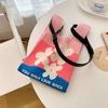 Bolso Pequeño de Gran Capacidad Bolso Tote de Punto a Rayas para Mujer Bolso de Almacenamiento Portátil para Salir Bolso de Hombro de Contraste Estilo Coreano