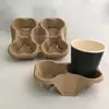 Suministro de Bandejas de Pulpa de Papel para Café y Té de Leche, Bandejas de Pulpa de Papel para Cuatro Vasos, Bandejas Desmontables para Dos Vasos, Bandejas de Papel para Bebidas