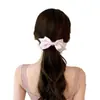 Presilha de Cabelo Banana de Cetim com Laço de Bolinhas Estilo Coreano para Mulheres, Grampo de Cabelo Delicado de Alta Qualidade, Presilha de Garra para Prender Metade do Cabelo