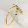 Pulseira exótica de cobra europeia e americana pulseira de cabeça de cobra com banho de ouro cobre diamante joias de moda personalidade feminina atacado geração