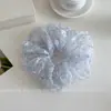 Scrunchie Floral de Organza Doce Estilo Francês, Elástico de Cabelo de Malha Grande para Verão, Acessório de Cabelo Flor de Cabelo Estilo Preguiçoso