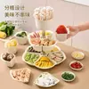 Fuente para Ollas Calientes de Grado Alimenticio para el Hogar Plato Giratorio de Múltiples Capas Compartimento para Verduras de Cocina Plato de Preparación Snack Seco Multifuncional