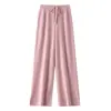 100% lana pura, engrosada para otoño e invierno, pantalones de lana de pierna ancha para mujer, con un tejido fluido, diseño de pierna recta y una longitud larga que roza el suelo, adecuados para usar como prenda exterior