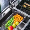 Cesta de escorrer doméstica cozinha telescópica rack de pia lavar louça função pode ser pendurado na parede Bacia