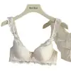 Conjunto de Lencería Pura Pasión Estilo Francés para Mujer, Busto Pequeño, Con Relleno, Sexy, Fino, Anticaída, Suave, Conjunto de Sujetador de Encaje con Aros