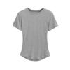 Estilo Europeo y Americano Nuevo Top Ajustado de Cuello Redondo para Chica Petita Picante para Mujer Camiseta Básica de Manga Corta Curvada de Cintura Hormiga