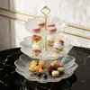 Selección Transfronteriza de Plato de Frutas de Loto de Tres Capas de Lujo Ligero Bandeja Creativa para Dulces Postres Bocadillos para Sala de Estar Hogar Té de la Tarde