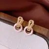 Pendientes de Herradura con Circonita Electrochapados en Oro Real de 14 Quilates, Pendientes de Temperamento Exquisito y Dulce, Pendientes de Lujo Ligero y Alta Gama para Mujer, Estilo de Nicho