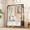 Arara de roupas de chão para quarto, varal de roupas móvel para uso doméstico de luxo leve, cabideiro interno, cabide simples