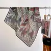 Lenço Quadrado de Algodão e Linho Estilo Retrô com Folhas para Mulheres, Primavera, Dupla Face, Duas Cores, Borda Enrolada, Lenço de Seda, Acessórios Versáteis, Lenço