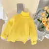 Suéter de cuello alto de invierno para niños 2023 Niños y Niñas Bebé Color Sólido Engrosado Jersey Cuadros Tejido Camiseta Interior