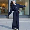 Conjunto Deportivo para Mujer Otoño Invierno Estilo Coreano Holgado Moda Estilo Coreano Sudadera con Capucha y Cremallera Pantalones Anchos Casuales Conjunto de Dos Piezas