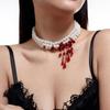 Europeu e Americano Halloween Sangue Gotando Borla Pérola Colar de Cristal Trendy Sweet Cool Niche Street Love Multi-layer Clavícula Cadeia