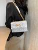 Bolso de Hombro de Cadena para Mujer 2024 Primavera y Verano Nuevo Estilo Estilo Occidental Bordado de Diamantes Línea Bolso Bandolera de Hombro Bolso Cuadrado Pequeño Bolso de Mujer