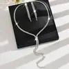 Novo Conjunto de Joias Colar e Brincos com Franja de Corrente de Garra, Joias de Luxo Leve de Alta Qualidade para Festa com Strass Ecológicas para Mulheres, Para Usar em Camadas