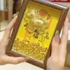 Marco de Fotos del Dios de la Riqueza 999 Oro Puro, Adorno Pequeño del Dios de la Riqueza, Lingote de Oro de Cristal, Regalo de Negocios para Atraer Riqueza