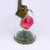 Collar de príncipe rosa explosión de deseos belleza y la bestia collar diy vidrio imitación flor seca cadena para suéter largo
