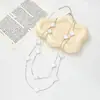Collar NK-358 de Doble Capa con Goteo de Aceite Blanco Cadena para Suéter de Otoño e Invierno Moda Femenina Versátil Estilo Coreano Joyería Decorativa Colgante