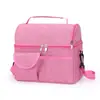 Bolsa de almuerzo de doble capa Amazon transfronteriza, diseño liso y sencillo, aislada, se puede llevar como bolso de hombro o bolso de mano, lonchera portátil y bolsa térmica