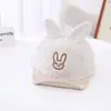 Gorra de Felpa para Bebé de 2 Años, Cálida, Plegable, con Orejas de Conejo y Cara Sonriente, Gorra Plana de Ala Suave para Niños, Otoño Temprano