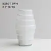 Vaso de Vidro Softhome Escandinavo de Boca Larga com Frisos e Borda Enrolada Plissado Decoração Suave Decorações para Sala Modelo