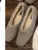 Sapatos Confortáveis e Quentes 2025 Inverno Novo Coreano Dongdaemun Pelo de Vison Laço Forro de Lã Salto Baixo Solado Macio