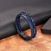 Pulseira Transfronteiriça Europeia e Americana de Couro com Pedra Natural Obsidiana Elemento de Pedra Vulcânica Pulseira Simples Cruz Multicamadas