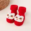 Calcetines de piso para bebé invierno rojo luna llena bebé niño pequeño zapatos calcetines recién nacido año nuevo felpa gruesa calcetines de media caña zapatos
