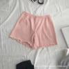 Pantalones Cortos de Seguridad con Borde de Encaje para Mujer Anti-Exposición Hilo de Seda de Hielo Color Puro Leggings de Verano Finos Sin Dobladillo Shorts de Seguridad