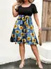 Vestido cruzado de Amazon europeo y americano, moderno, casual, con bloques de color, estampado, sin mangas, entallado a la cintura, en talla grande, disponible en stock