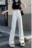 Pantalones vaqueros negros rectos de cintura alta para mujer, nuevos de primavera, holgados, combinables, ajustados, de pierna ancha y altos.