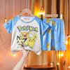 Pijama Infantil Verão Manga Curta Meninos Fino Fofo Princesa Crianças Médias e Grandes Meninas Desenho Animado Pijama Conjunto de Roupas para Casa