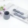 Ins Set de Vajilla Suplemento Alimenticio para Bebés Suministros para Bebés Cuchara de Silicona Pegajosa Niños Comida Grado Alimenticio Taza de Silicona Cuchara Pegajosa