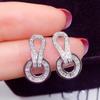 Brincos Europeus e Americanos Transfronteiriços Cao Shi Exagerados Microincrustados Quadrado Escada Zircônia Brincos Femininos Luxo Exquisite Círculo Joia de Cobre