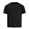 2026 Hilo Floral Textura de Gofre Suave y Elástica Color Sólido Básico Manga Larga Ancha Estilo Old Money Cuello Henley Camiseta Casual de Manga Larga para Hombre