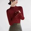 Suéter elegante y sencillo de cuello alto para mujer, otoño e invierno 2024, nuevo suéter interior ajustado y adelgazante, base de camisa superior