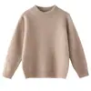 Nuevo suéter de cachemir de punto plano de siete puntadas de alta gama para otoño e invierno, de color liso, versátil, cálido y grueso, para niños y niñas