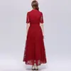 Elegante vestido largo rojo con bordado de lentejuelas y un bajo amplio para ocasiones de boda y banquetes, adecuado para la moda femenina transfronteriza